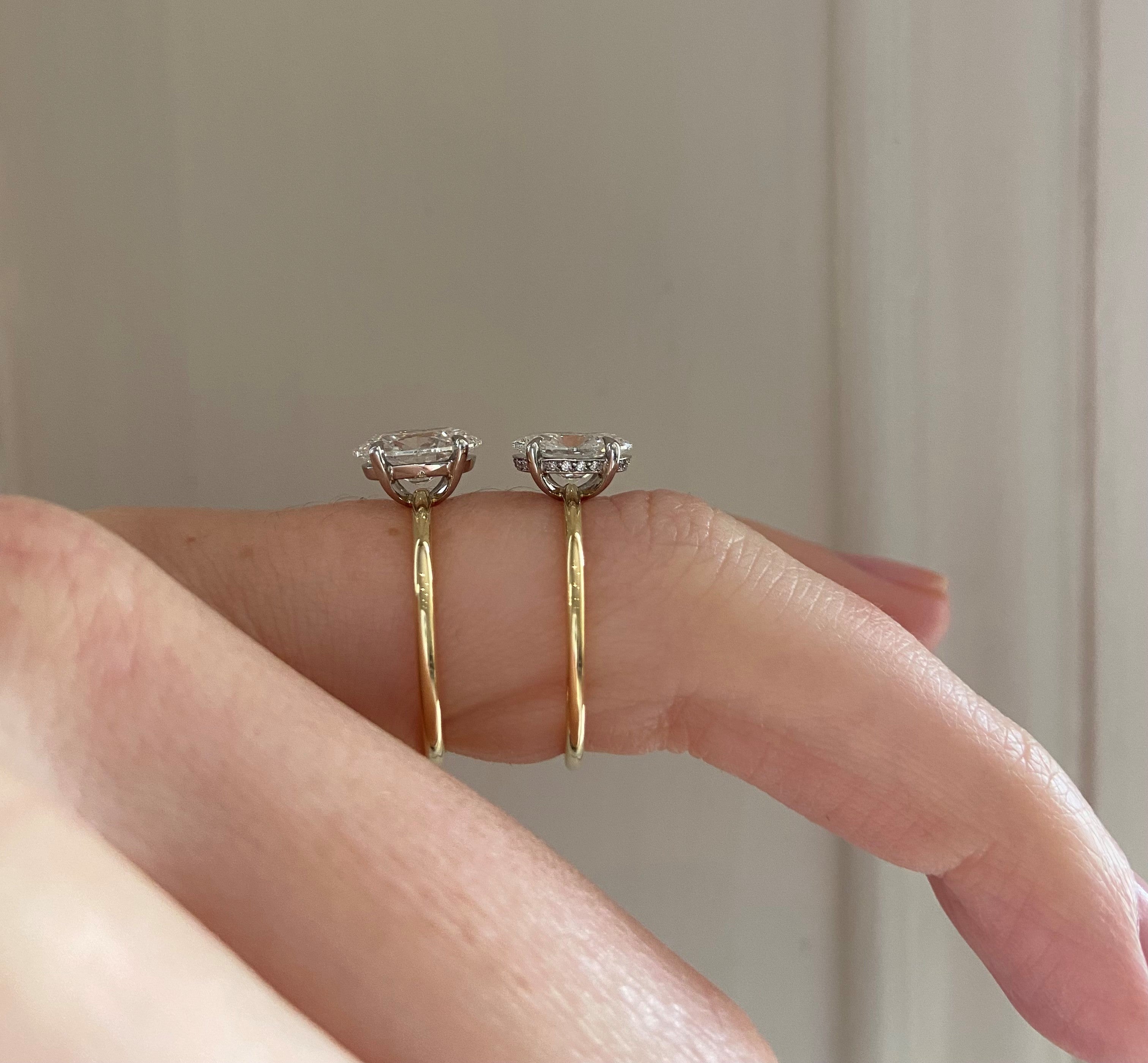 Oval Dainty with and without hidden diamond halo